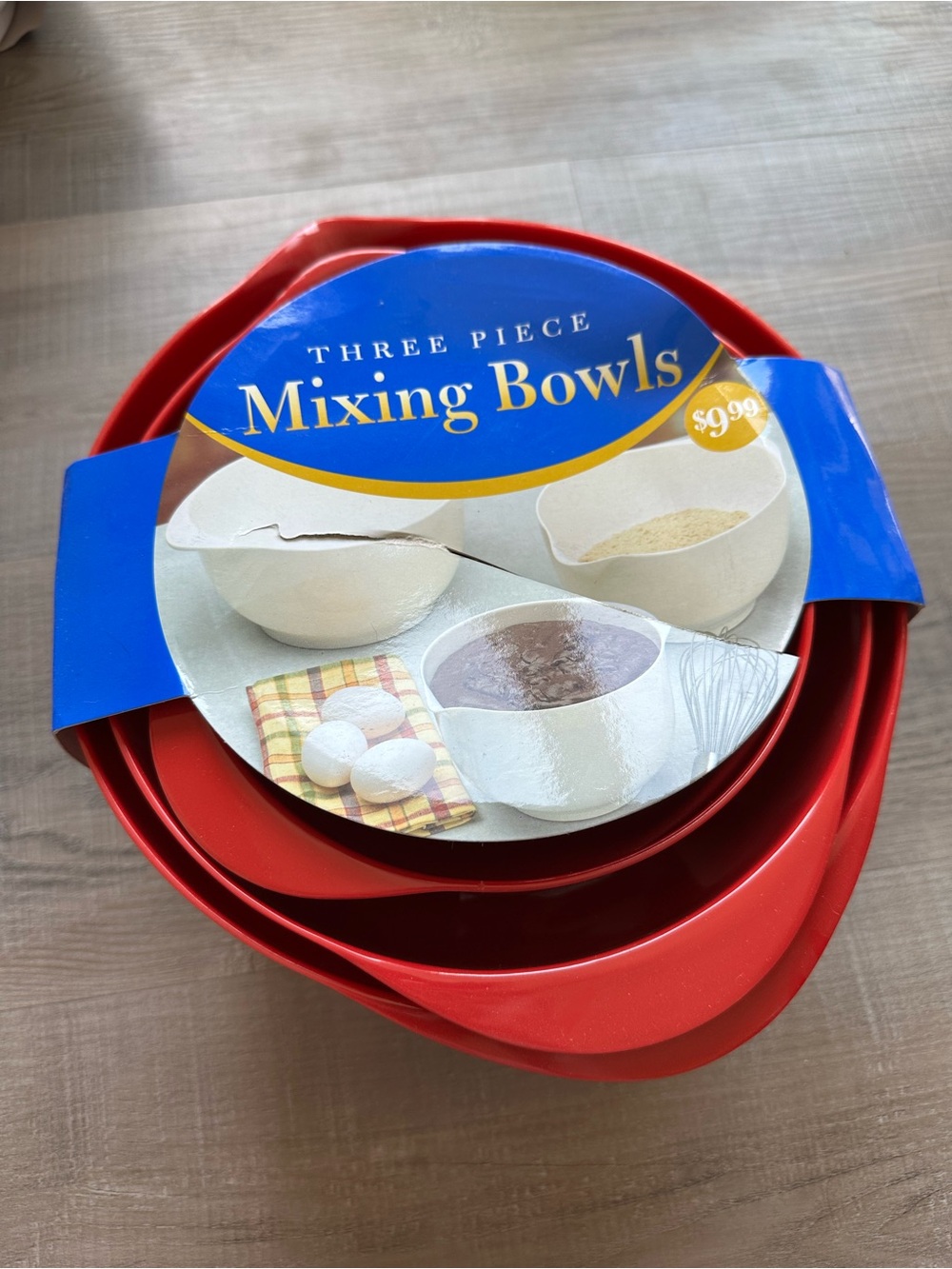 3 Piece Mixing Bowl Set Red